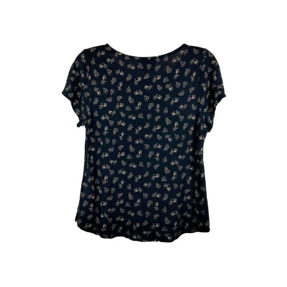 W5 by ANTHROPOLOGIE Blue Short Sleeve T-Shirt Bicycle Print Women's Size Medium - Picture 3 of 5